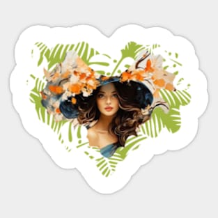 beautiful flower leaves and girl nature Sticker